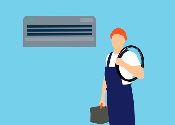 HVAC repairman fixing an AC Unit